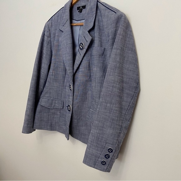 M Collection blazer cotton blend blue vest size 14 denim mix plus size jacket - Picture 9 of 16